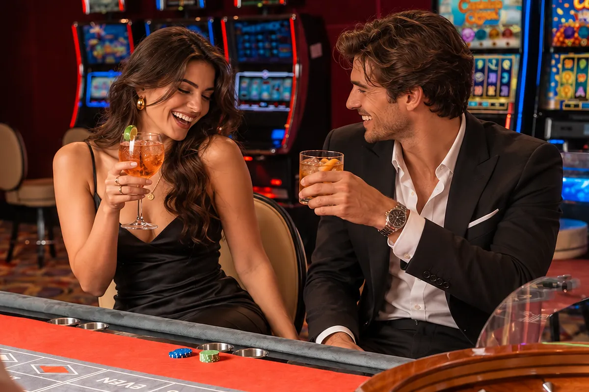Couple enjoying the roulette table at Casino Dominic, Cap Cana